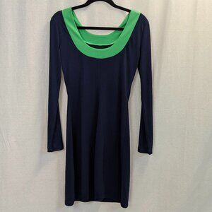 Isaac Mizrahi for Target Navy and Green Mid-Length Dress Size Small